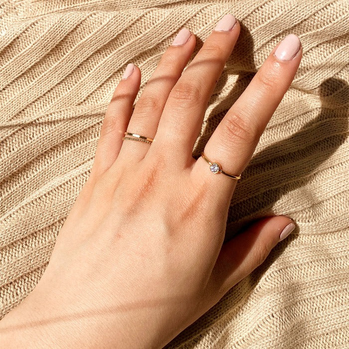 Eternity Gold Ring geometric stacking ring buy online australia boho lifestyle jewellery female hand