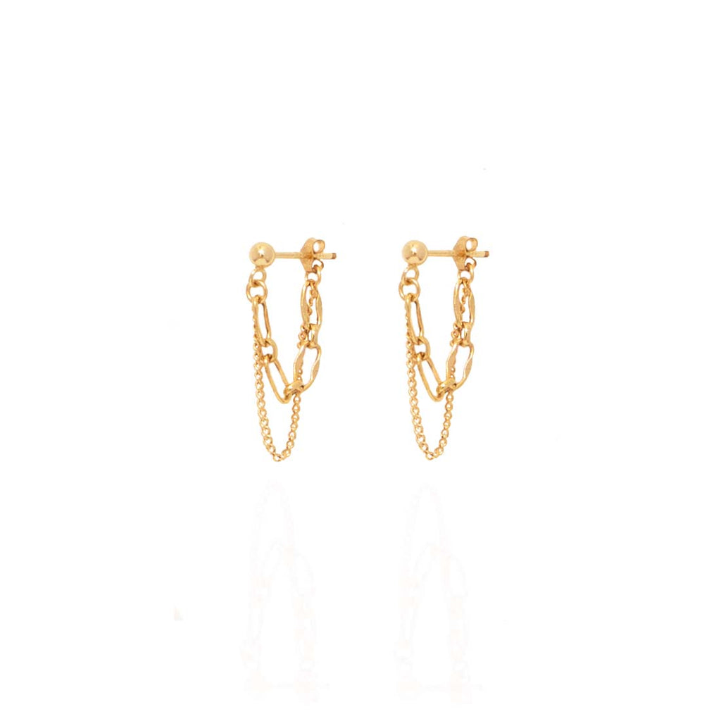 Luna Double Gold Chain Earrings Australian boho jewellery