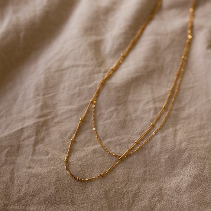Double gold outlet chain necklace womens