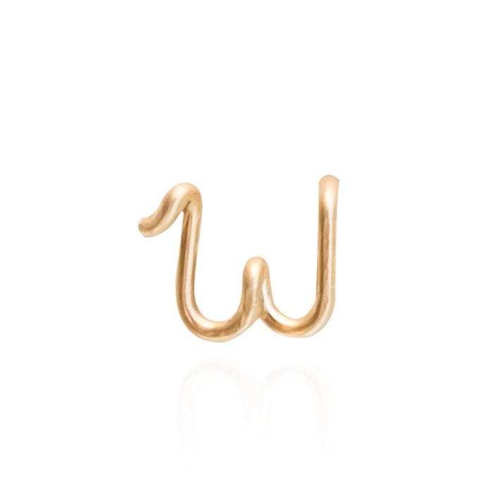 The letter "w" personalised stud for a personalised gift gold stud 14k gold filled
