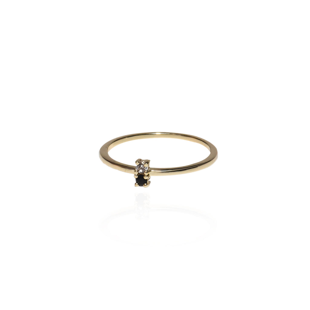 Eclipse Ring gold ring with black and clear zirconia buy online australia boho dainty jewellery