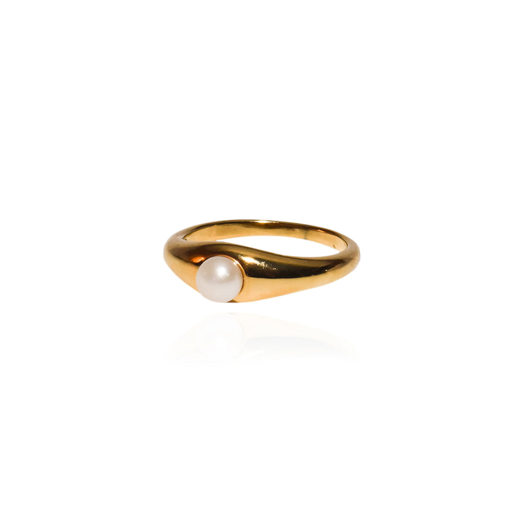 Full Moon gold ring with freshwater pearl buy online australia boho dainty jewellery