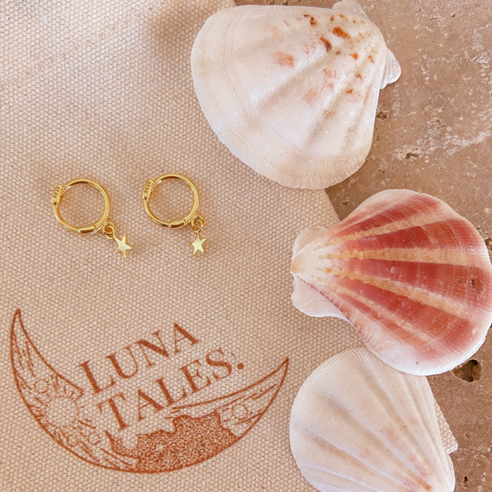 Gold Star Sleepers Earrings buy online australia boho dainty jewellery Luna Tales