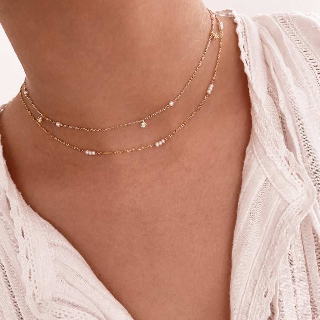 dainty pearl layered necklace buy online