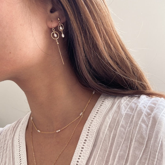 Heavens Pearl Threader Earring stacking earrings buy online australia boho female ear jewellery