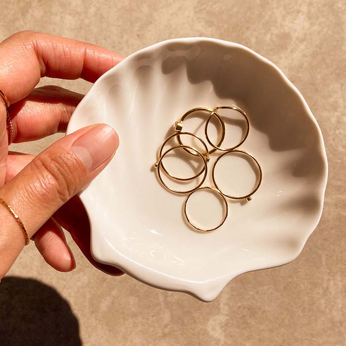 Luna Tales Shell Jewellery Tray with Dainty Stacking rings