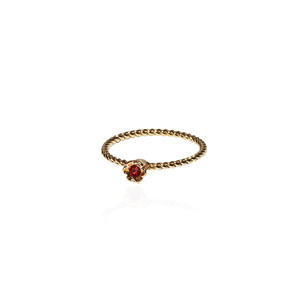 Mars Ring braided band avon vintage ring siam red swarovski rhinestone dainty jewellery