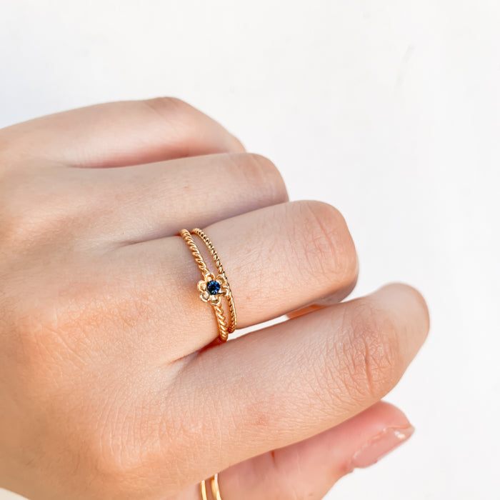 Mercury Ring gold braided band avon ring sapphire blue swarovski rhinestone female hand jewellery