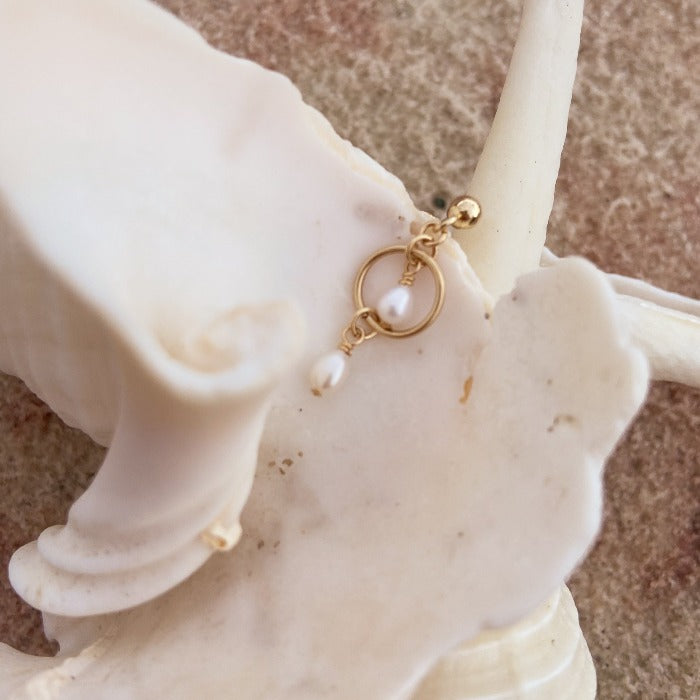 Orbit Pearl Drop Earring stacking earrings buy online australia boho jewellery on seashell