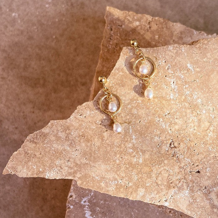 Orbit Pearl Drop Earring stacking earrings buy online australia boho  jewellery on sandstone