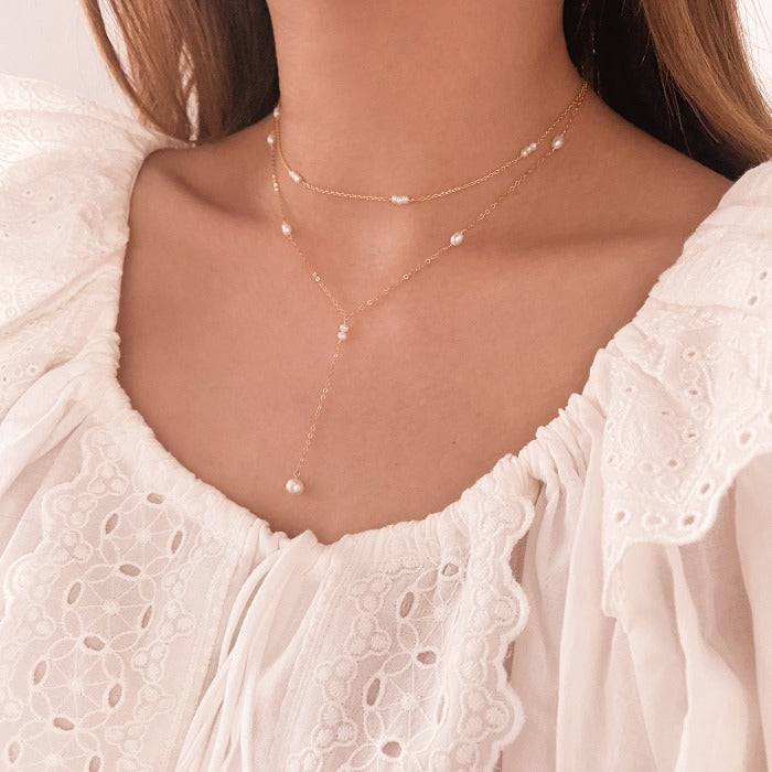 Sea Mist Dainty Pearl Necklace