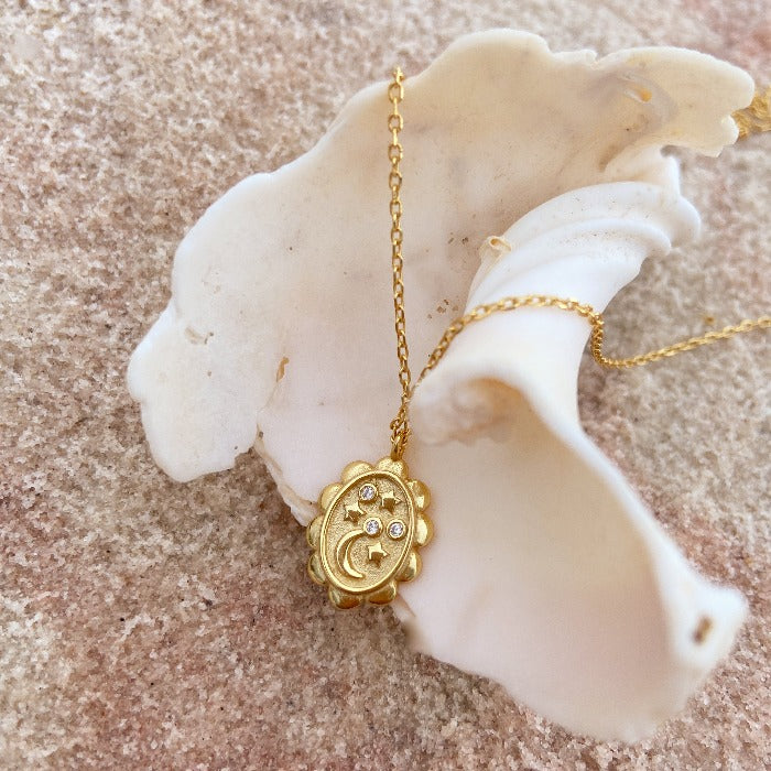 Stargazer Necklace gold sun star pendant chain buy online australia boho on seashell