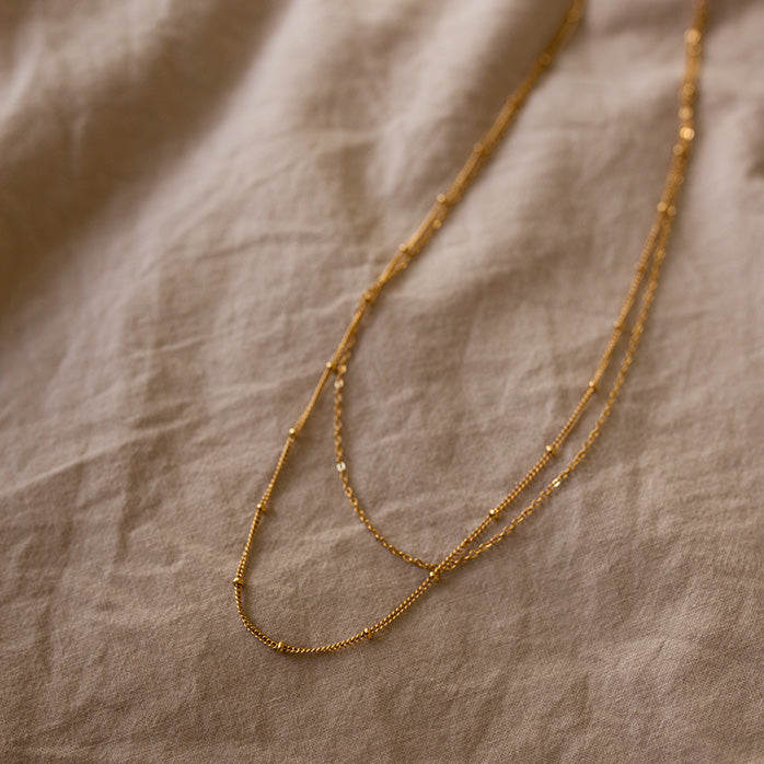 Destiny Gold Double Chain Layered Necklace boho jewellery