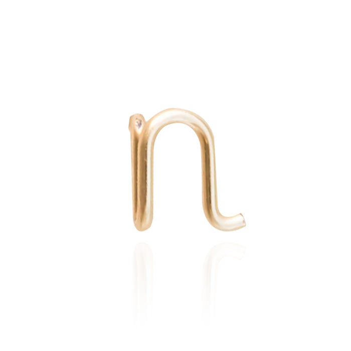 The letter "n" personalised stud for a personalised gift gold stud 14k gold filled