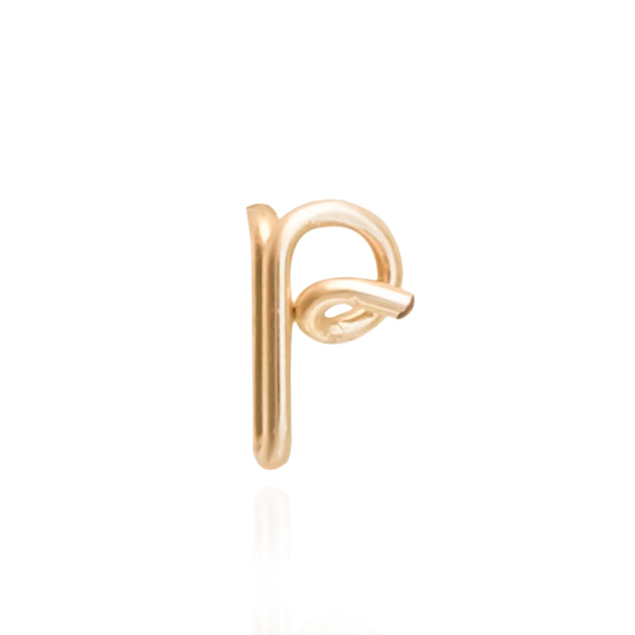The letter "p" personalised stud for a personalised gift gold stud 14k gold filled