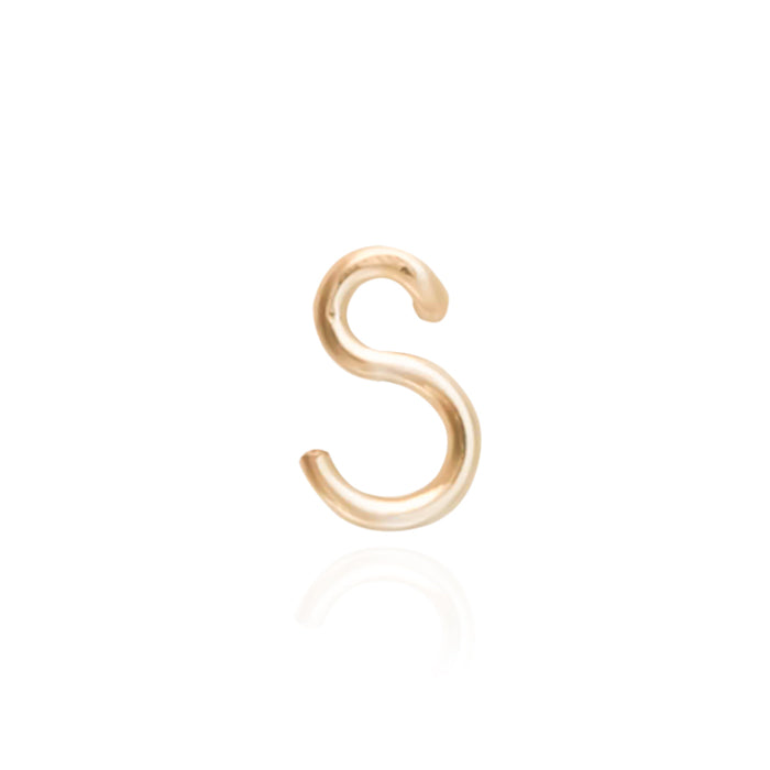 The letter "s" personalised stud for a personalised gift gold stud 14k gold filled