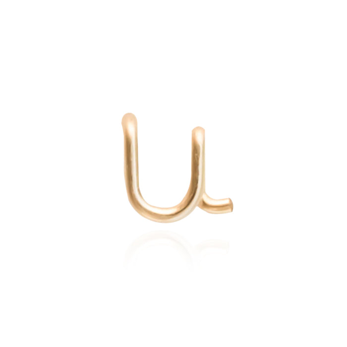 The letter "u" personalised stud for a personalised gift gold stud 14k gold filled